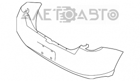 Rear bumper bare Ford Focus USA 2011 silver, tears, broken fasteners, scratches