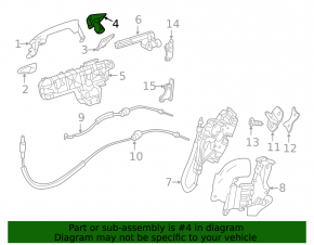 Mercedes CLA 14-19 chrome outer handle plug, rear right, broken