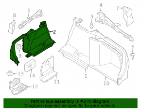 Arch trim left lower BMW 4 F36 15-20 Gran Coupe, black under hook