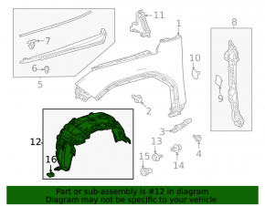 Front right fender liner Lexus GX550 24-26