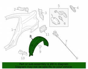 Subaru Legacy 20-25 rear left fender liner