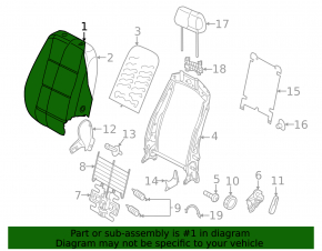 VW Tiguan 18-21 passenger seat without airbag, black cloth