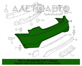 Rear bumper bare Chrysler 200 4d 11-14 pressed
