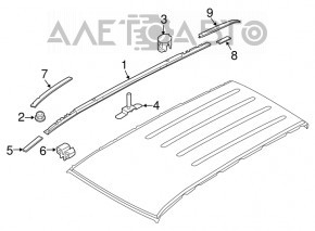 Longitudinal roof rail left Kia Sorento 16-20 without panorama
