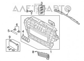 Front bumper grille left Audi A3 8V 17-20 without fog lights chrome