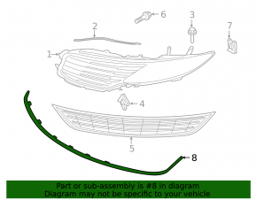 Lincoln MKZ 13-16 Front Bumper Lower Grille Molding