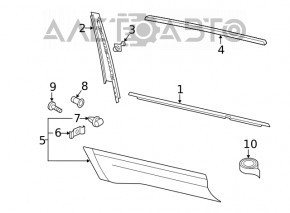 Door trim lower rear left VW Atlas 18- structure