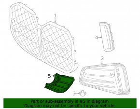 Front bumper grille, left side, BMW 4 G22 G26 21-25 M package, internal