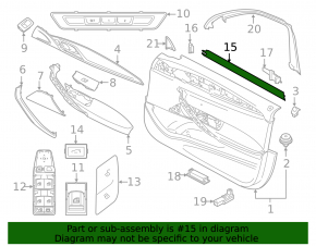 Inner front left glass seal for BMW 5 G30 17-23