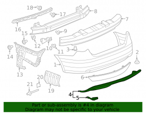 VW Jetta 12-14 USA rear bumper lip structure, hybrid, scratches, broken mount