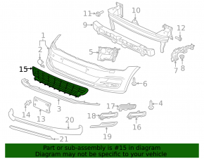 Lower grille front bumper VW Golf 15-17 with chrome