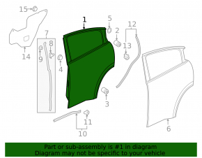 Door bare rear right Honda HR-V 16-22