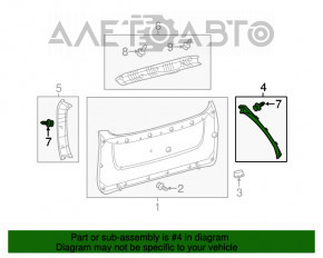 Trunk door trim right Toyota Sienna 15-20 gray