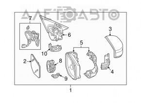 Side mirror right assembly Acura TLX 15-19