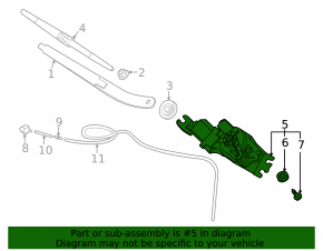Rear wiper linkage with motor for Kia Sorento 21-25 HEV, PHEV
