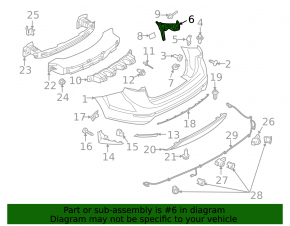 Rear bumper mount left outer Ford Fiesta 14-19 rest 4d