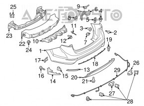 Left outer rear bumper mount for Ford Fiesta 2014-2019 restyling 4D