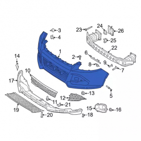 Front bumper bare Ford Escape MK3 13-16 pre-restoration for parking sensors
