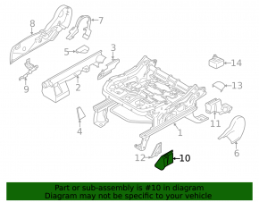 Front left passenger seat runner plug for Ford C-max MK2 13-18 black, with plug