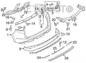 Rear bumper mount left on the wing Ford Edge 15-18 prerest