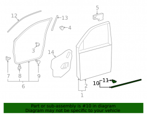 Lower rear right door seal for Lexus GX460 10-23