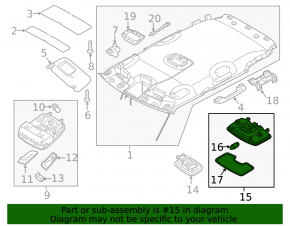 Ceiling light rear Kia Niro 17-22 gray