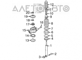 Shock absorber strut assembly rear right Porsche Cayenne 958 11-17 rusty