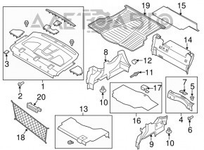 Rear shelf Ford Fusion mk5 17-20 type 3 black