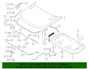 Rear right hood seal for Land Rover Range Rover 13-21