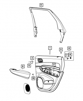 Door trim card rear left Dodge Durango 11-13 beige Citadel