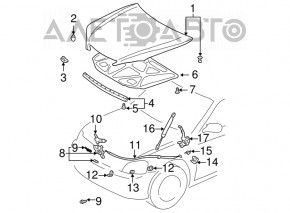 Hood hinge right Toyota Camry v30 2.4