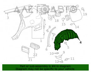 Rear right fender liner Toyota Highlander 20-