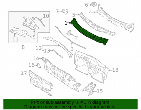 Windscreen wiper grille plastic Nissan Maxima A36 16-23
