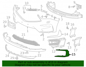 Right front bumper grille for the 2019-2021 Acura RDX with A-Spec package