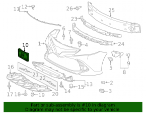 Front bumper number plate holder Toyota Camry v70 18-20 L/LE/XLE