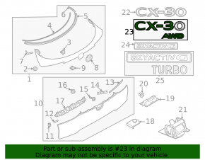 Emblem inscription CX-30 AWD tailgate Mazda CX-30 20-