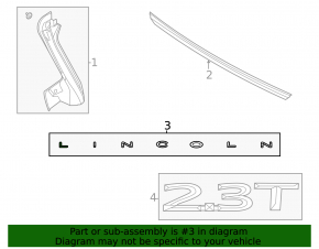 Lincoln Corsair 20-26 trunk door LINCOLN emblem