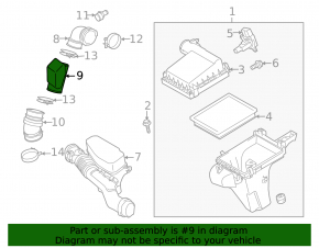 Air duct with resonator for Toyota Prius 30 10-15