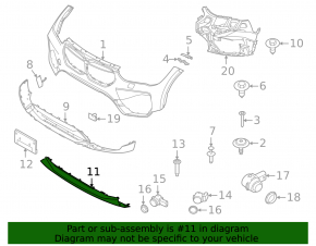 BMW X1 F48 20-22 X-line front bumper lip trim, gray structure