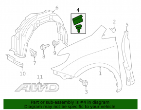 Seal wing hood-wing left Toyota Sienna 13-20