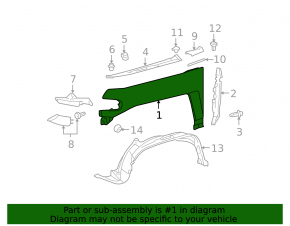 Front right fender for Toyota FJ Cruiser 2007-2014