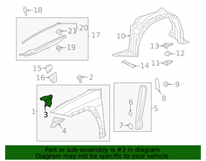 Front right wing bracket Lexus UX 19-26 front upper