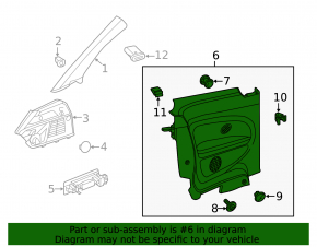 Card rear right VW Beetle 12-15 cloth black, structure, scratch