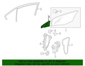 Door glass triangle rear left VW Jetta 11-18 USA broken mount