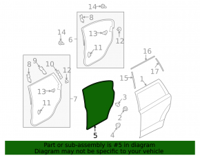 Door seal rear right Subaru Outback 10-14