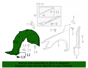 Front left fender liner Honda Accord 18-22