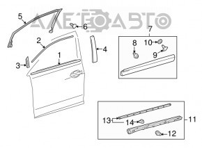 Front right side door trim for Lexus RX350 RX450h 10-15 rear