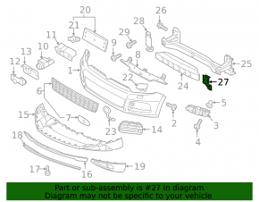 Front bumper reinforcement bracket left VW Touareg 11-14