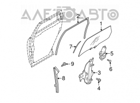 Rear right door glass for a Nissan Murano z50 03-07