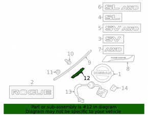 Nissan Rogue 14-20 Tailgate License Plate Light Bar